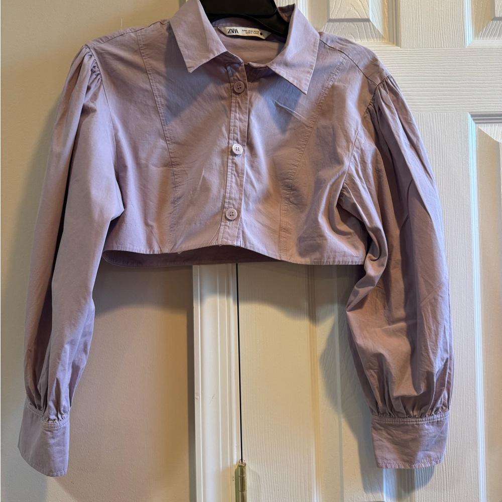 Zara Lavender Cropped Blouse